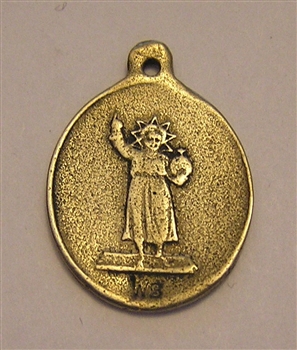 Infant Child Jesus White Bronze Medal 15/16"