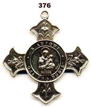 St Anthony Armenian White Bronze Cross Medal 2 1/4"