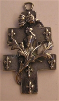 Joan of Arc White Bronze Cross of Lorraine 2"