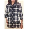 LINDI Soft Gray Checked Print Button Front Tunic Top