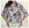 LINDI Black And White Floral Print Stretch Top