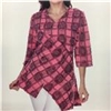 LINDI Soft Pink Checked Print V-Neck 3/4 Sleeve Tunic Top