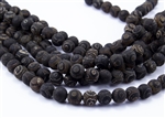 10mm Natural Agate Tibetan Style Dzi Round Beads - Crackle Dark Browns / Black Eyes