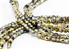4mm Firepolish Czech Glass Beads - Etched Crystal Golden Rainbow