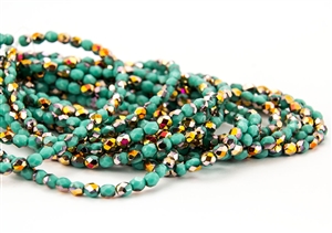 4mm Firepolish Czech Glass Beads - Opaque Turquoise Marea