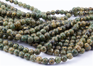 8mm Natural Agate Tibetan Style Dzi Round Beads - Aquas / Creams / Browns / Picasso Eyes