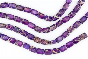 14x10mm Aqua Terra Jasper Gemstone Puffed Rectangle Beads - Light Purple