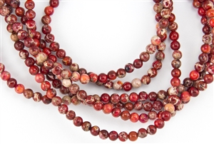 4mm Aqua Terra Jasper Gemstone Round Beads - Red