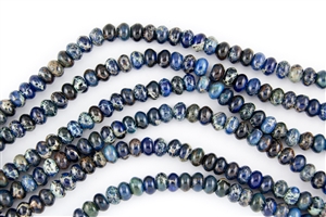 8x5mm Aqua Terra Jasper Gemstone Rondelle Beads - Dark Blue