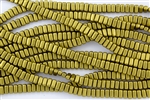 CzechMates 3x6mm Bricks Czech Glass Beads - Matte Metallic Aztec Gold B9