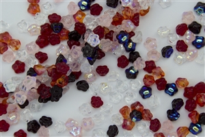7mm Czech Button Style Flower Beads - Valentines Mix #BF100