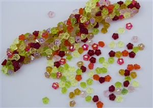 7mm Czech Button Style Flower Beads - Mango Tango Mix #BF165