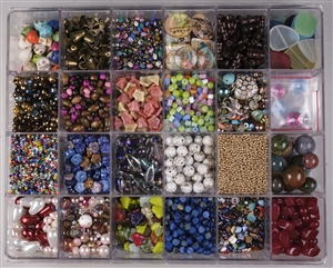 5+ POUNDS - 24 Compartment Assorted Czech, Japanese, Gemstone, Glass, Wood, Seed Bead MEGA Lot #3