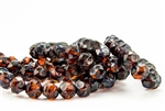 8mm Czech Glass Beads Central Cuts - Baroque Beads - Dark Topaz Picasso