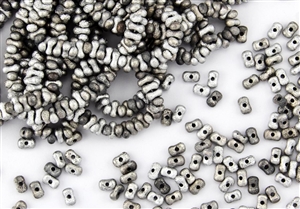 3x6mm Etched Farfalle Czech Glass Beads - Silver