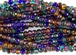 6x4mm Czech Glass Beads Faceted Rondelles - Dark Gemstone Mix Copper