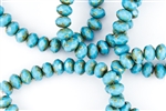 8x6mm Czech Glass Beads Faceted Rondelles - Sky Blue Picasso