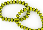 8x6mm Czech Glass Beads Faceted Rondelles - Olive Picasso