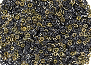 4mm Czech Glass O Beads - Hematite and Bronze Metallic