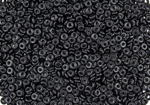 4mm Czech Glass O Beads - Jet Black Opaque