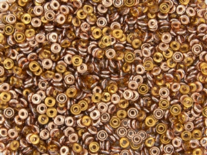 4mm Czech Glass O Beads - Topaz Apollo Gold