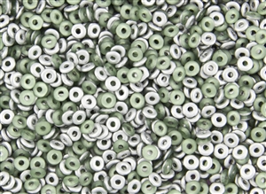 4mm Czech Glass O Beads - Peridot Silver Matte