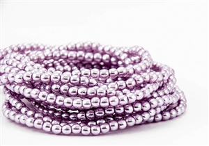 3mm Czech Glass Round Spacer Beads - Light Lilac Pearl Coat