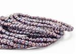 3mm Czech Glass Round Spacer Beads - Translucent Purple Mother of Pearl