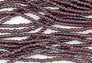 3mm Czech Glass Round Spacer Beads - Metallic Amethyst Luster