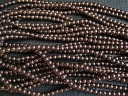 3mm Czech Glass Round Spacer Beads - Shiny Dark Bronze Metallic