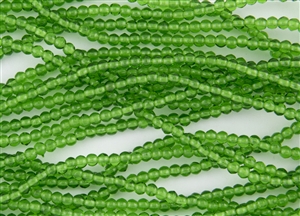 3mm Czech Glass Round Spacer Beads - Transparent Emerald Green