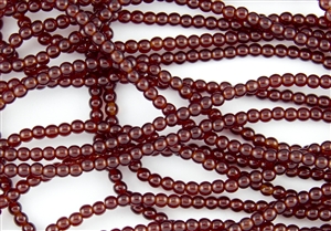 3mm Czech Glass Round Spacer Beads - Transparent Ruby Red