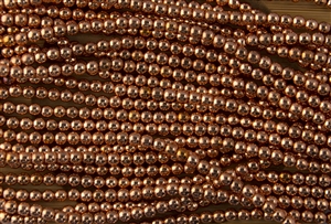 50% SPECIAL - 4mm Czech Glass Round Spacer Beads - Copper Penny Metallic **Some Beads Tarnishing**