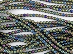 4mm Czech Glass Round Spacer Beads - Iris Green Metallic