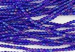 4mm Czech Glass Round Spacer Beads - Transparent Cobalt Iris Luster