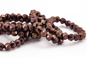 8mm English Cut Czech Glass Beads - Amethyst Bronze Luster