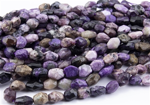 Natural Purple Charoite Gemstone Faceted Nugget Beads