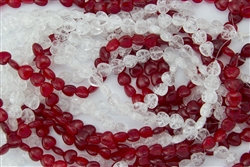 Pressed Czech Crackle Heart Glass Beads 8mm Valentines - Red