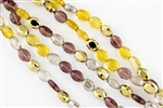 12x9mm Faceted Crystal Designer Glass Oval Beads - Amber Glow Mix