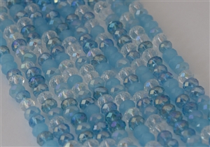 4x6mm Faceted Crystal Designer Glass Rondelle Beads - Aqua Blue Mix