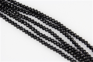 4x6mm Faceted Crystal Designer Glass Rondelle Beads - Jet Black