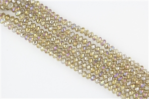 4x6mm Faceted Crystal Designer Glass Rondelle Beads - Lt Smoky Topaz AB
