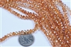 4x6mm Faceted Crystal Designer Glass Rondelle Beads - Peach Champagne AB