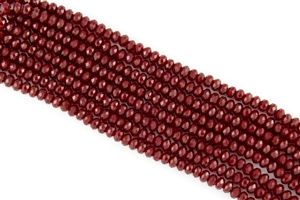 4x6mm Faceted Crystal Designer Glass Rondelle Beads - Ruby Red Opal