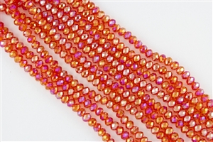 4x6mm Faceted Crystal Designer Glass Rondelle Beads - Tangerine Orange AB