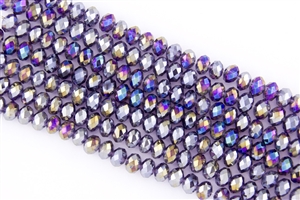 5x8mm Faceted Crystal Designer Glass Rondelle Beads - Amethyst AB