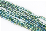 5x8mm Faceted Crystal Designer Glass Rondelle Beads - Blue Zircon AB