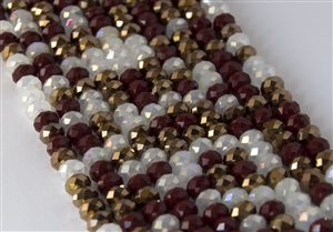 5x8mm Faceted Crystal Designer Glass Rondelle Beads - Bronze Cocoa Mix