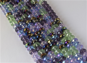 5x8mm Faceted Crystal Designer Glass Rondelle Beads - Irish Jig Mix