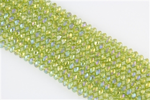5x8mm Faceted Crystal Designer Glass Rondelle Beads - Lt Olive AB